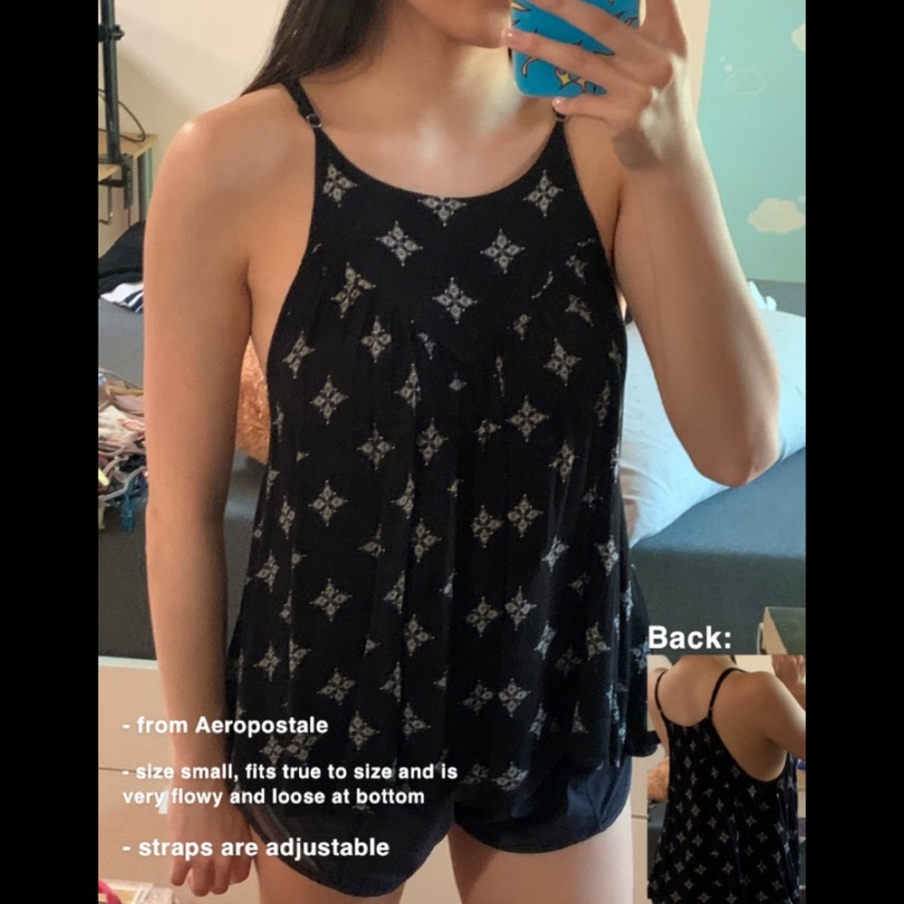Aeropostale black flowy tank top